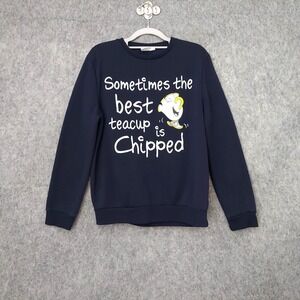 Disney Parks Women Sweatshirt 6 Beauty & the beast Chip Tea‎ Cup Fleece Bell